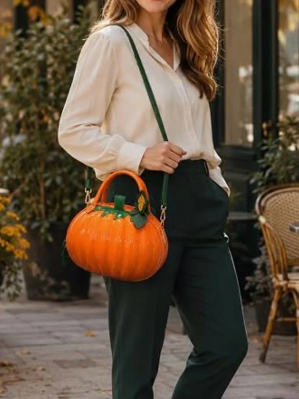 Pumpkin Crossbody Bag with Strap - 3D Glossy